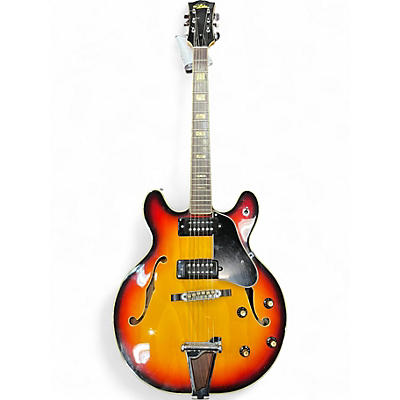 Used 1970s Aria 5210T 3 Tone Sunburst Hollow Body Electric Guitar