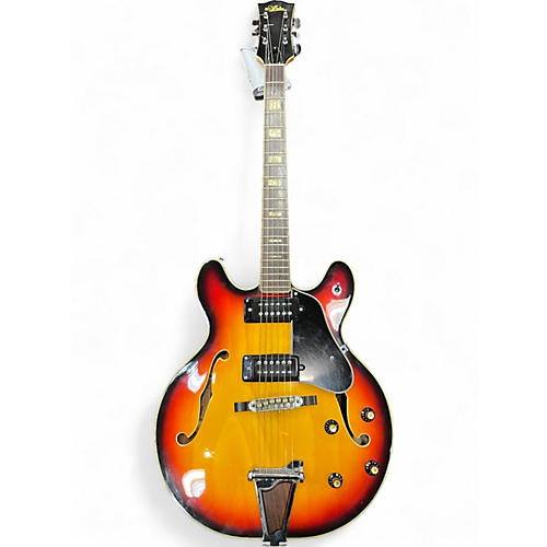 Used 1970s Aria 5210T 3 Tone Sunburst Hollow Body Electric Guitar 3 Tone Sunburst