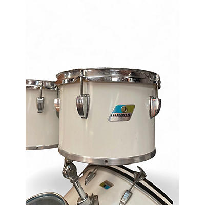 Used 1970s Ludwig 4 Piece 70s Olive Badge Concert Kit White Drum Kit