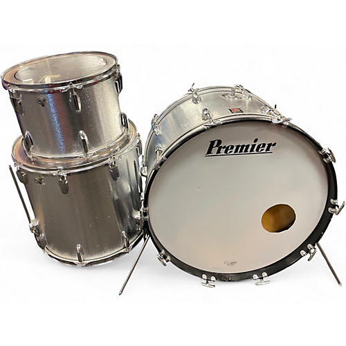 Used 1970s Premier 3 Piece Elite Silver Drum Kit Silver