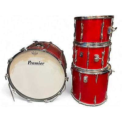 Used 1970s Premier 4 Piece PROJECTOR Candy Apple Red Drum Kit