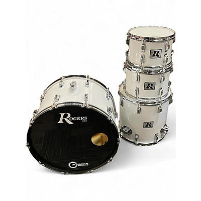Used 1970s Rogers 4 Piece BIG R White Drum Kit