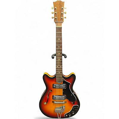 Used 1970s Unbranded DOUBLE CUT HOLLOW BODY 3 Color Sunburst Hollow Body Electric Guitar