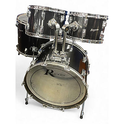 Used 1972 Rogers 4 Piece Shell Pack Black Drum Kit