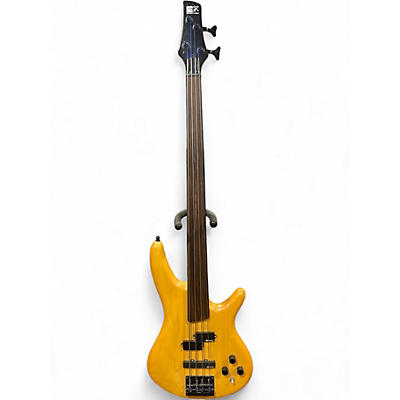 Used 1980s Ibanez SDGR Fretless Faded Yellow Electric Bass Guitar