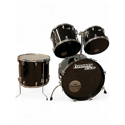 Used 1980s Ludwig 4 Piece ROCKER SERIES 4PC BLACK Drum Kit