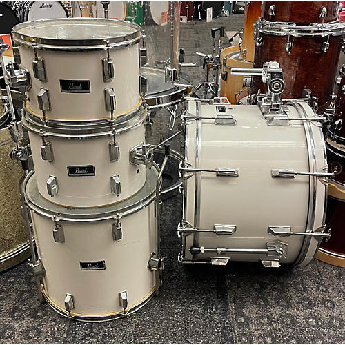 Pearl Used 1980s Pearl 4 piece 80's 4 Piece Kit White Drum Kit White