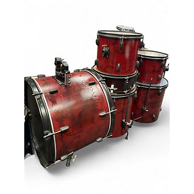 Used 1980s Pearl 5 Piece 80s Kit Red to Black Fade Drum Kit