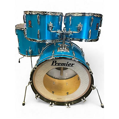 Used 1980s Premier 4 Piece Crown Chromatic Blue Drum Kit