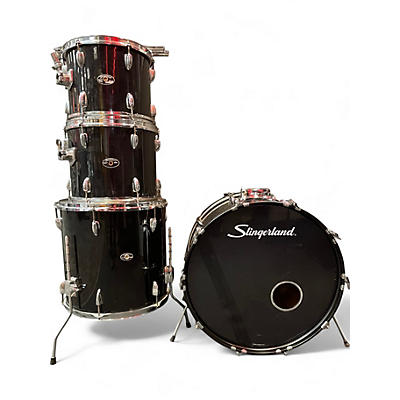 Slingerland Used 1980s Slingerland 4 Piece 4 PIECE Black Drum Kit