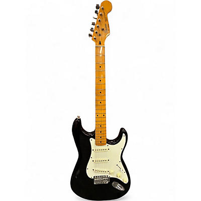 Used 1980s Squier Stratocaster Black Solid Body Electric Guitar