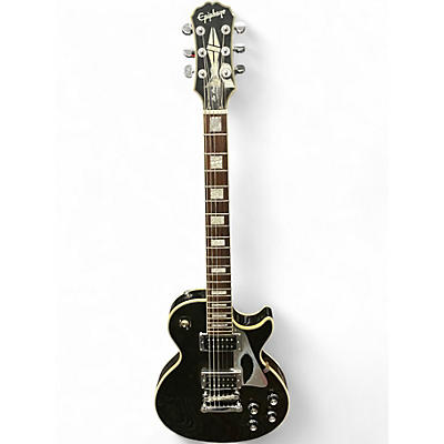 Used 1990s Epiphone Les Paul Custom Black Solid Body Electric Guitar