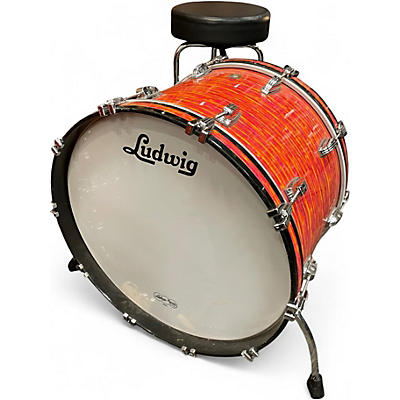 Used 1990s Ludwig 6 Piece Classic Maple With Matching Canaster Seat Mod Orange Drum Kit