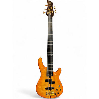 Used 1990s Yamaha TRB 5P Trans Amber Electric Bass Guitar