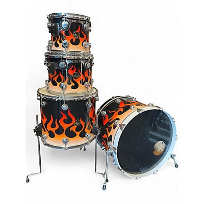 Used 1996 DW 4 Piece Pre-Collectors Tribal Flame Custom Graphic Drum Kit
