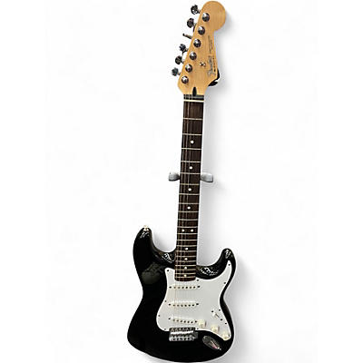 Used 1996 Fender Standard Stratocaster Black and White Solid Body Electric Guitar