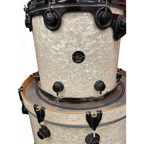 Used 1999 DW 3 Piece Black Badge 3 Piece Drum Kit Ultra White Marine Pearl Drum Kit Ultra White Marine Pearl