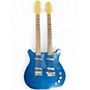 Used 2000s Danelectro 12/6 Doubleneck Blue Hollow Body Electric Guitar Blue