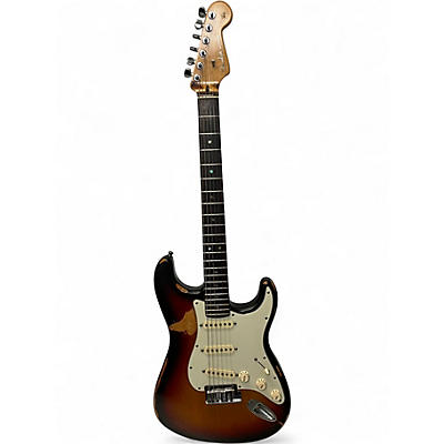 Used 2000s Fender American Deluxe Stratocaster 2 Color Sunburst Solid Body Electric Guitar
