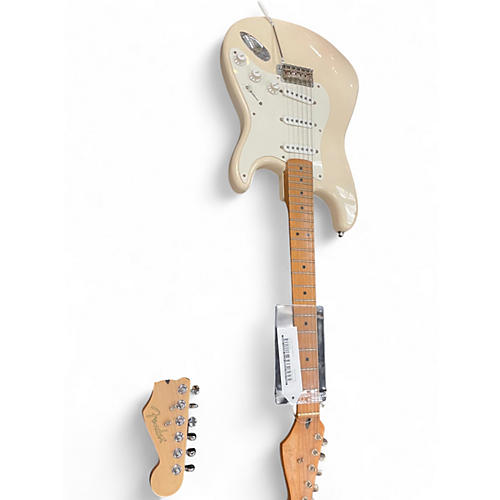 Used 2000s Fender Artist Series Jimmie Vaughan Tex-Mex Stratocaster Olympic White Solid Body Electric Guitar Olympic White