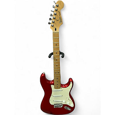 Used 2000s Fender Standard Stratocaster Chrome Red Solid Body Electric Guitar