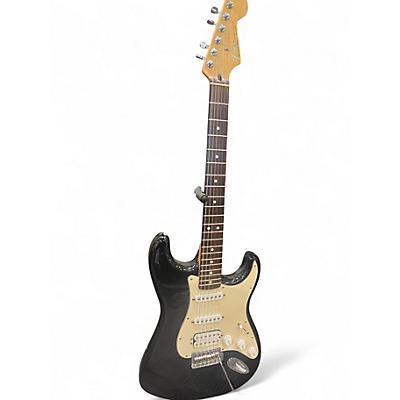 Used 2000s Fender Standard Stratocaster HSS Black and White Solid Body Electric Guitar