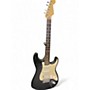 Used 2000s Fender Standard Stratocaster HSS Black and White Solid Body Electric Guitar Black and White