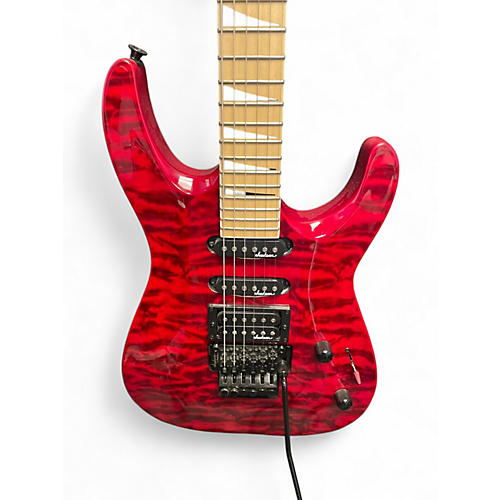 Used 2000s Jackson JS34Q Dinky Transparent Red Solid Body Electric Guitar Transparent Red