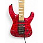 Used 2000s Jackson JS34Q Dinky Transparent Red Solid Body Electric Guitar Transparent Red