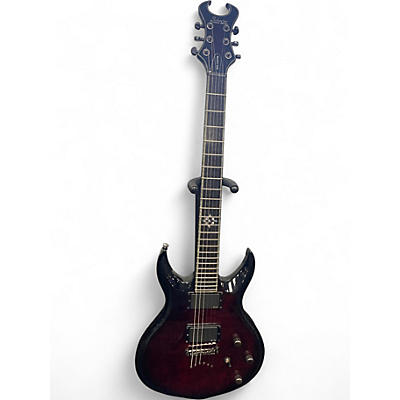 Used 2000s Schecter Guitar Research Devil 6 Crimson Red Trans Solid Body Electric Guitar