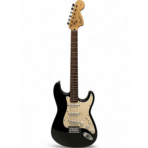 Used 2000s Squier Standard Stratocaster Black Solid Body Electric Guitar Black