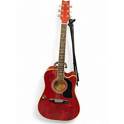 Used 2000s Washburn D17CESWR Red Acoustic Electric Guitar