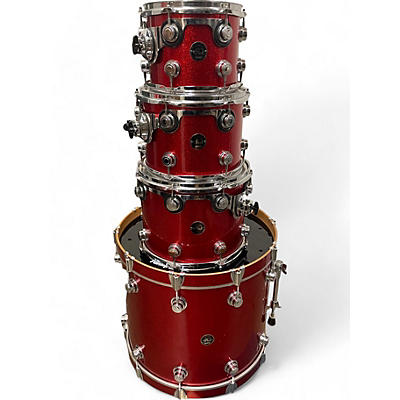 DW Used 2001 DW 4 Piece Collector's Series Red Sparkle Drum Kit