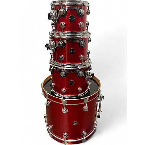 DW Used 2001 DW 4 Piece Collector's Series Red Sparkle Drum Kit Red Sparkle