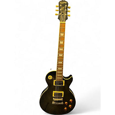 Used 2002 Epiphone Les Paul Classic Quilt Trans Black Solid Body Electric Guitar