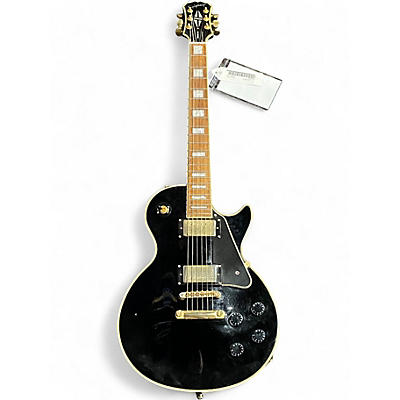 Used 2003 Epiphone Les Paul Custom Black and Gold Solid Body Electric Guitar