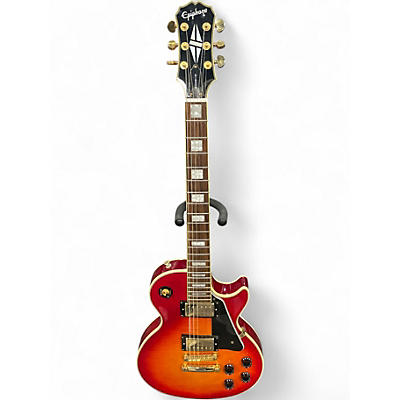Used 2003 Epiphone Les Paul Custom Cherry Sunburst Solid Body Electric Guitar