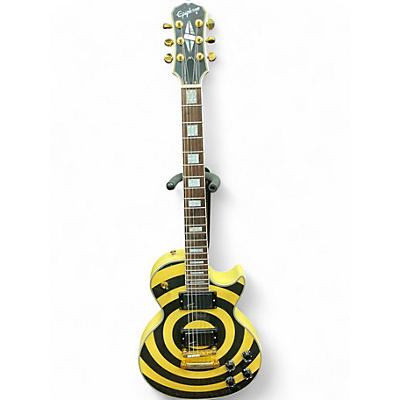 Used 2003 Epiphone Zakk Wylde Signature Les Paul Black and Yellow Solid Body Electric Guitar