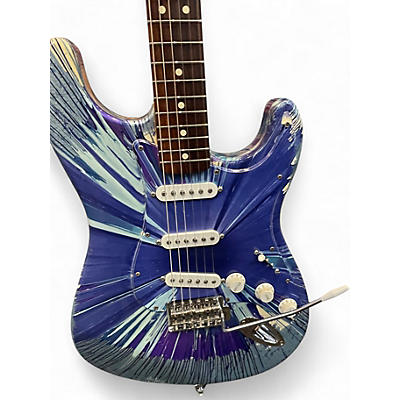 Used 2003 Fender Splattercaster Stratocaster WHITE AND BLUE Solid Body Electric Guitar