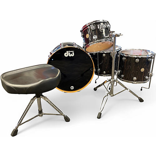 Used 2004 DW 4 Piece Collector's Series Exotic Black Lacquer Drum Kit Black Lacquer