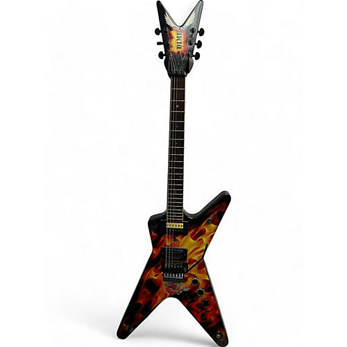 Dean Used 2004 Dean Dimebag Dime O Flame black with flame Solid Body Electric Guitar black with flame