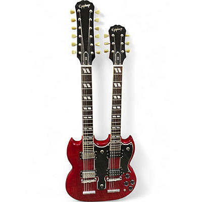 Used 2004 Epiphone G1275 Double Neck Cherry Solid Body Electric Guitar