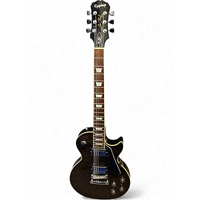 Used 2004 Epiphone Les Paul Classic Pro Trans Ebony Solid Body Electric Guitar