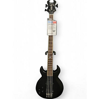 Used 2004 Schecter Guitar Research diamond series scorpion left handed Black Electric Bass Guitar