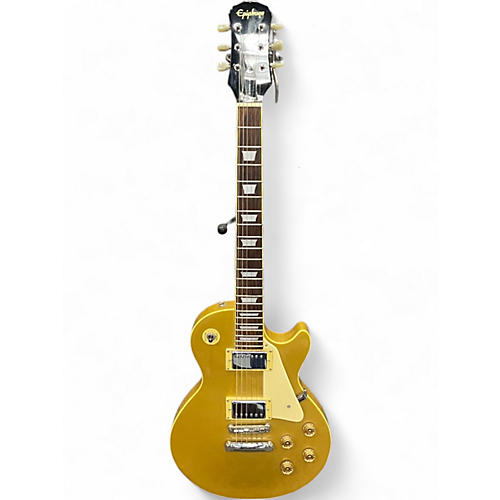 Used 2005 Epiphone Les Paul Standard Metallic Gold Solid Body Electric Guitar Metallic Gold
