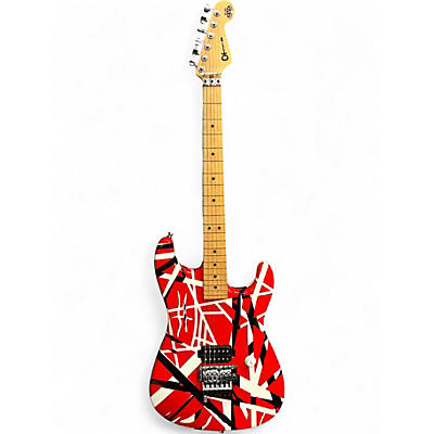 Used 2006 Charvel EVH ART SERIES RED WITH BLACK WHITE STRIPES Solid Body Electric Guitar