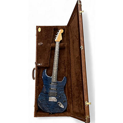 Fender Used 2006 Fender American Deluxe Stratocaster QMT HSS Cobalt Blue Transparent Solid Body Electric Guitar