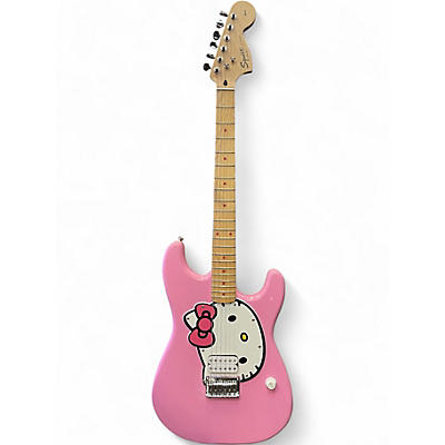 Used 2006 Squier Hello Kitty Stratocaster Single Hum Pink With Kitty Pickguard Pink Solid Body Electric Guitar