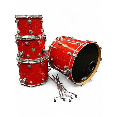 Used 2007 DW 4 Piece Collectors Series Drum Set Tangerine Sparkle Drum Kit