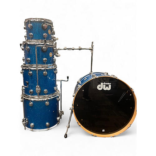 Used 2007 DW 6 Piece Collector's Series BLUE SPARKLE Drum Kit BLUE SPARKLE